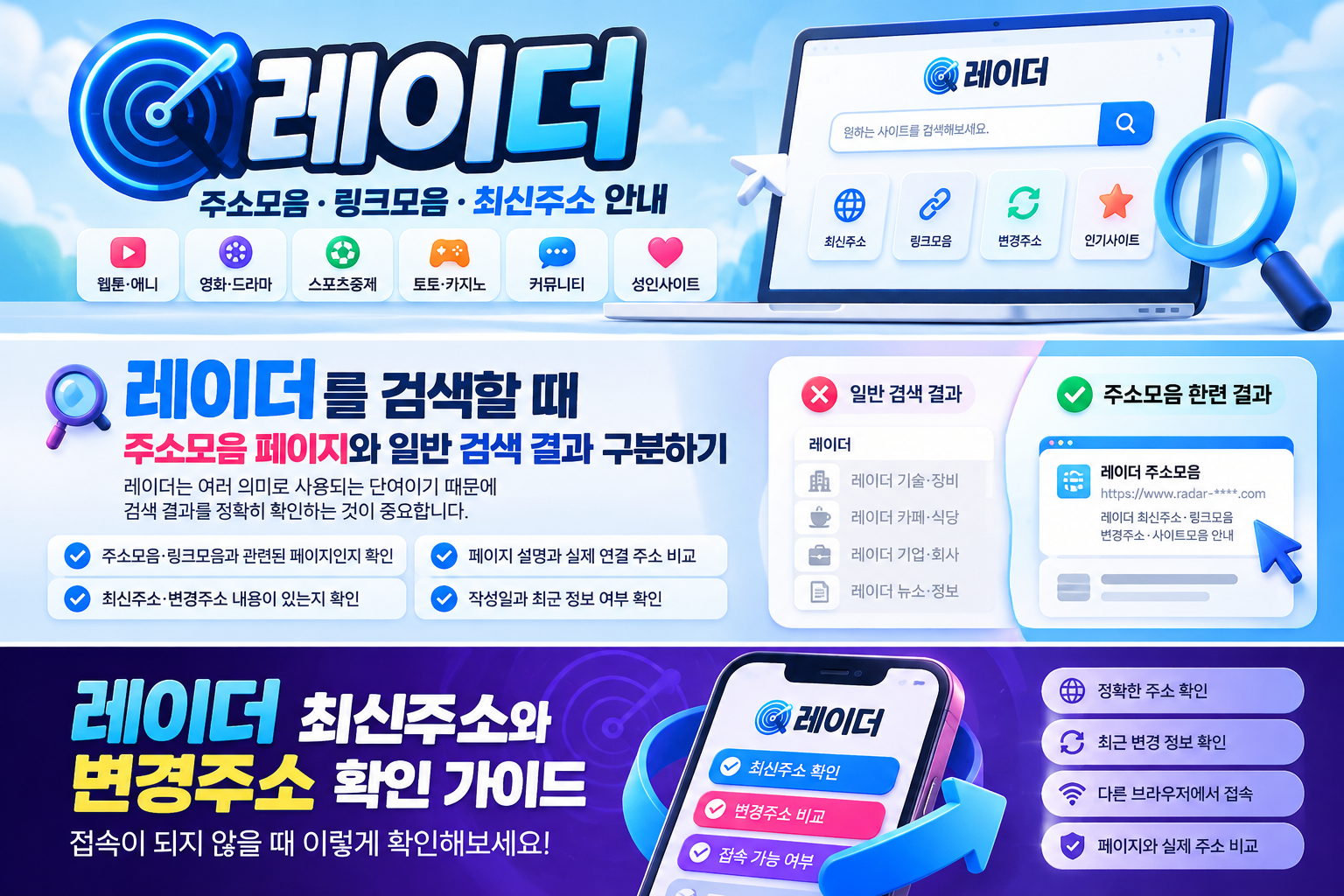 레이더 주소모음과 일반 검색 결과 구분 방법
