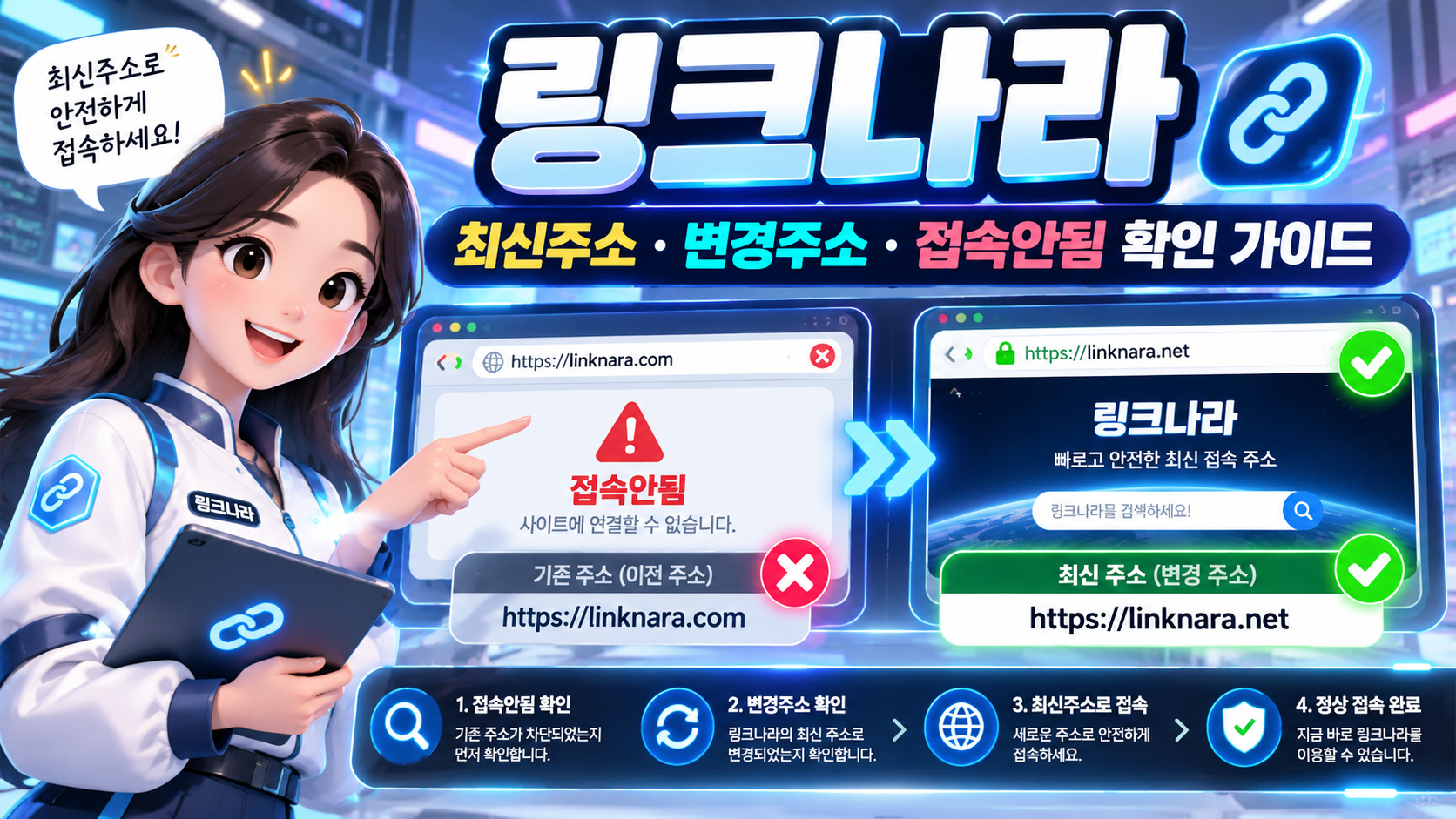 링크나라 변경주소 접속안됨 도메인 확인 방법