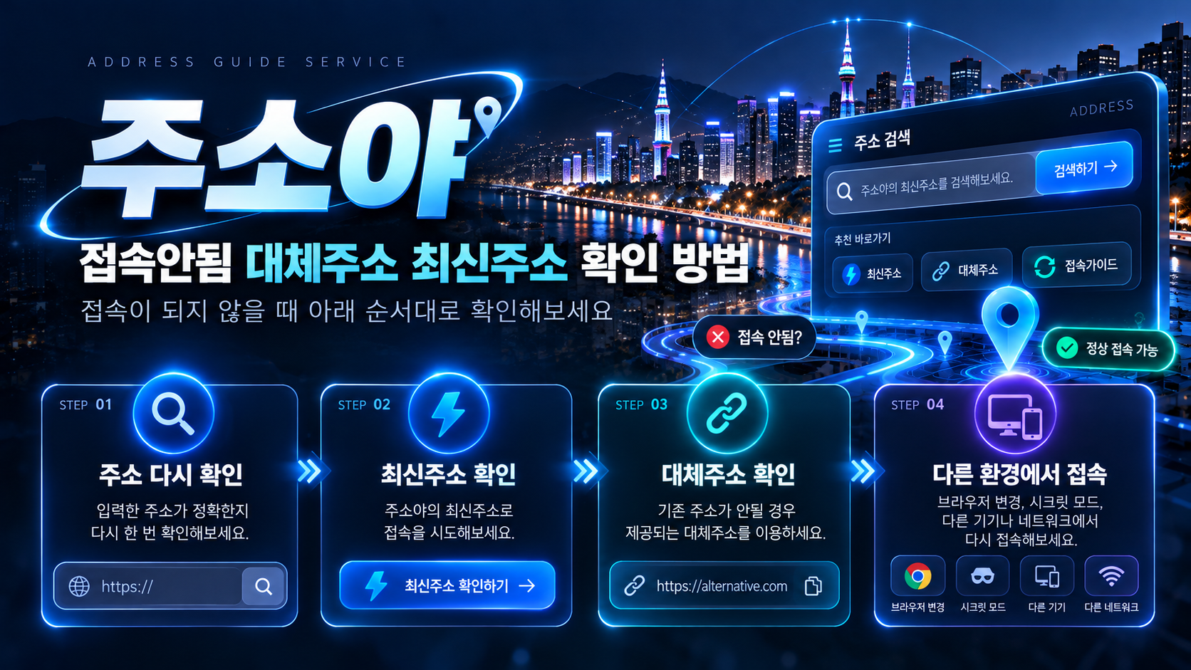 주소야 접속안됨 대체주소 최신주소 확인 방법