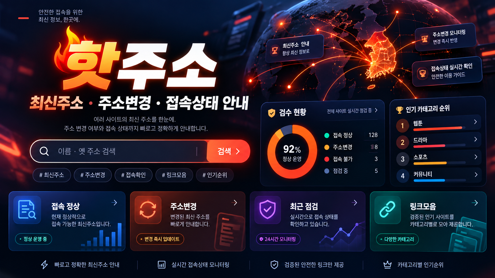핫주소 최신주소 주소변경 접속상태 주소모음 안내