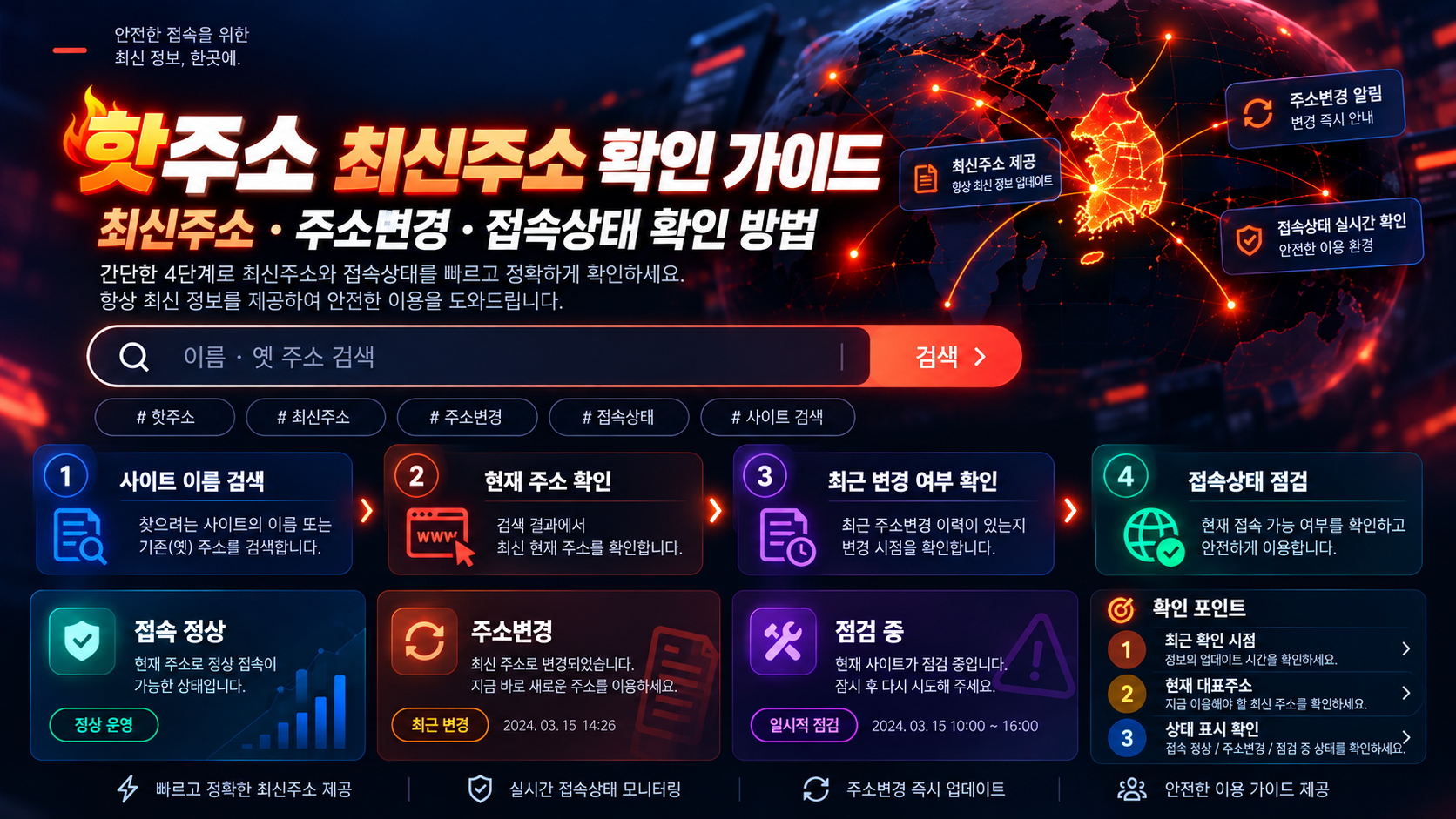 핫주소 접속안됨 옛주소 변경주소 최신주소 확인 방법